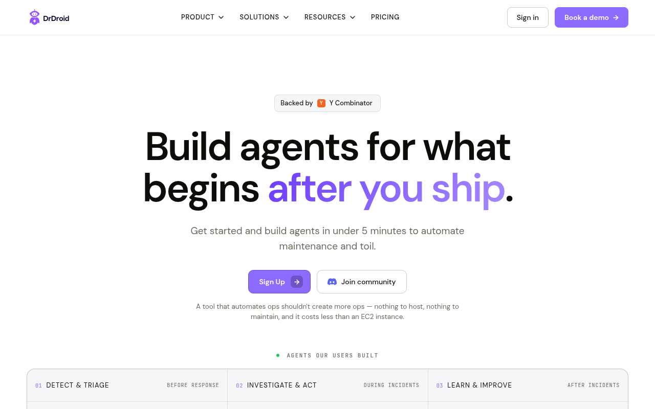 DrDroid product interface