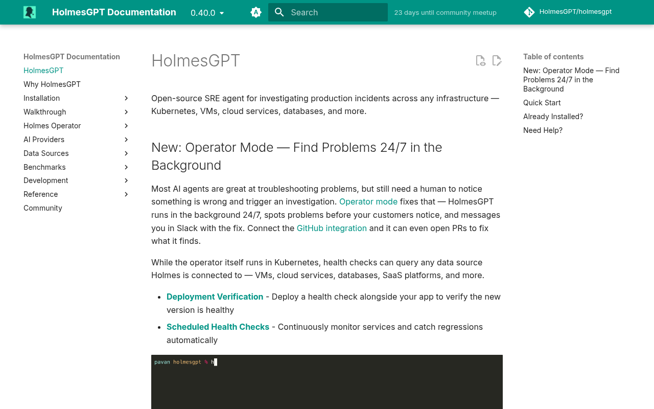 HolmesGPT product interface
