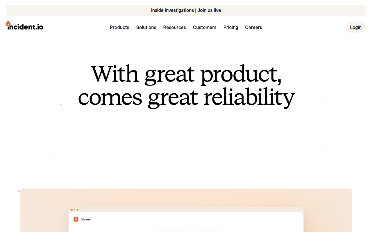 incident.io Investigations product interface