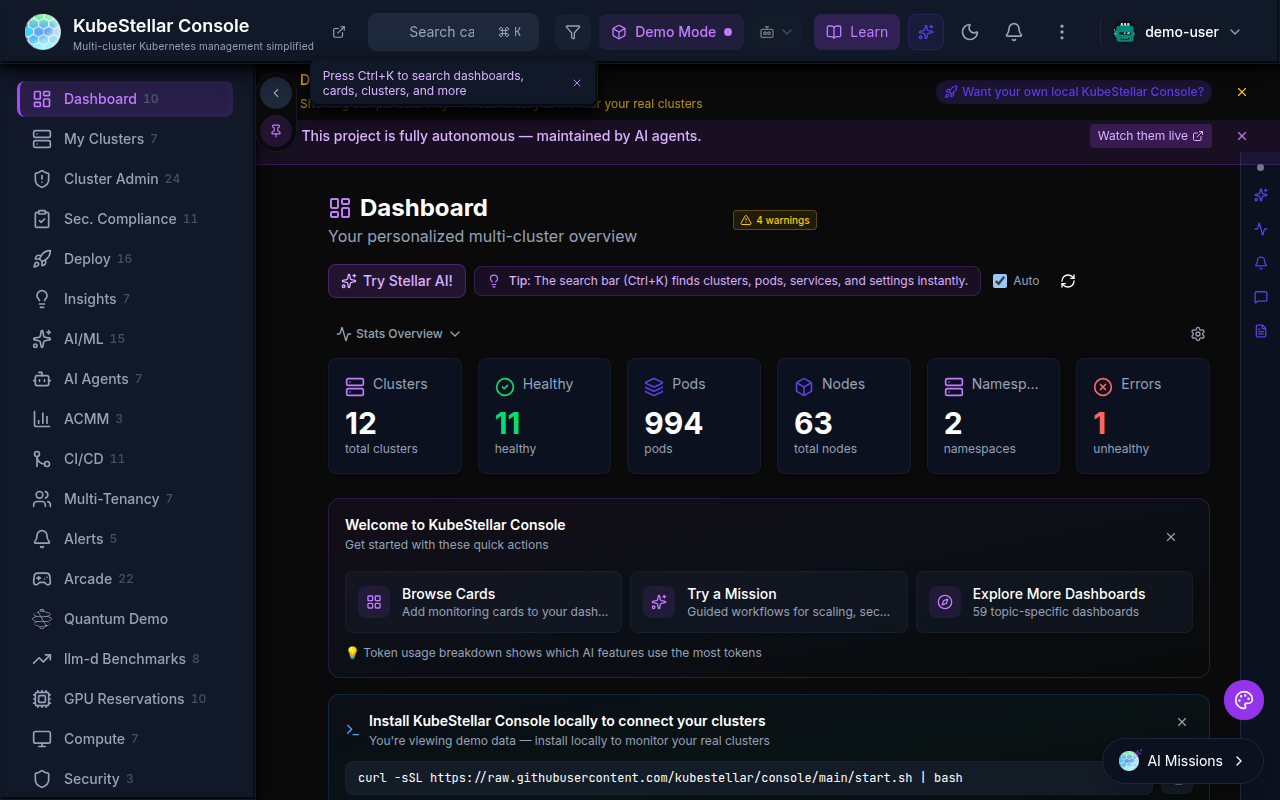 KubeStellar Console product interface