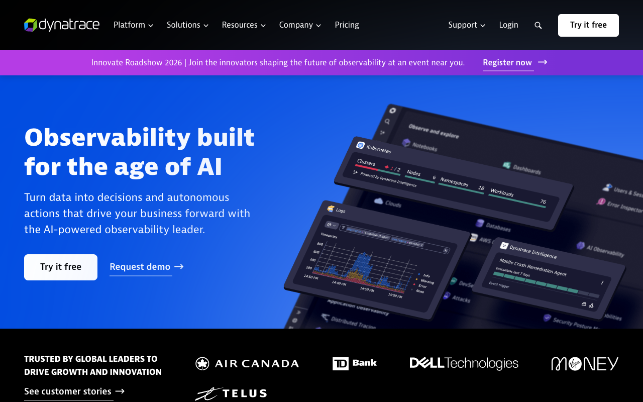 Dynatrace observability interface