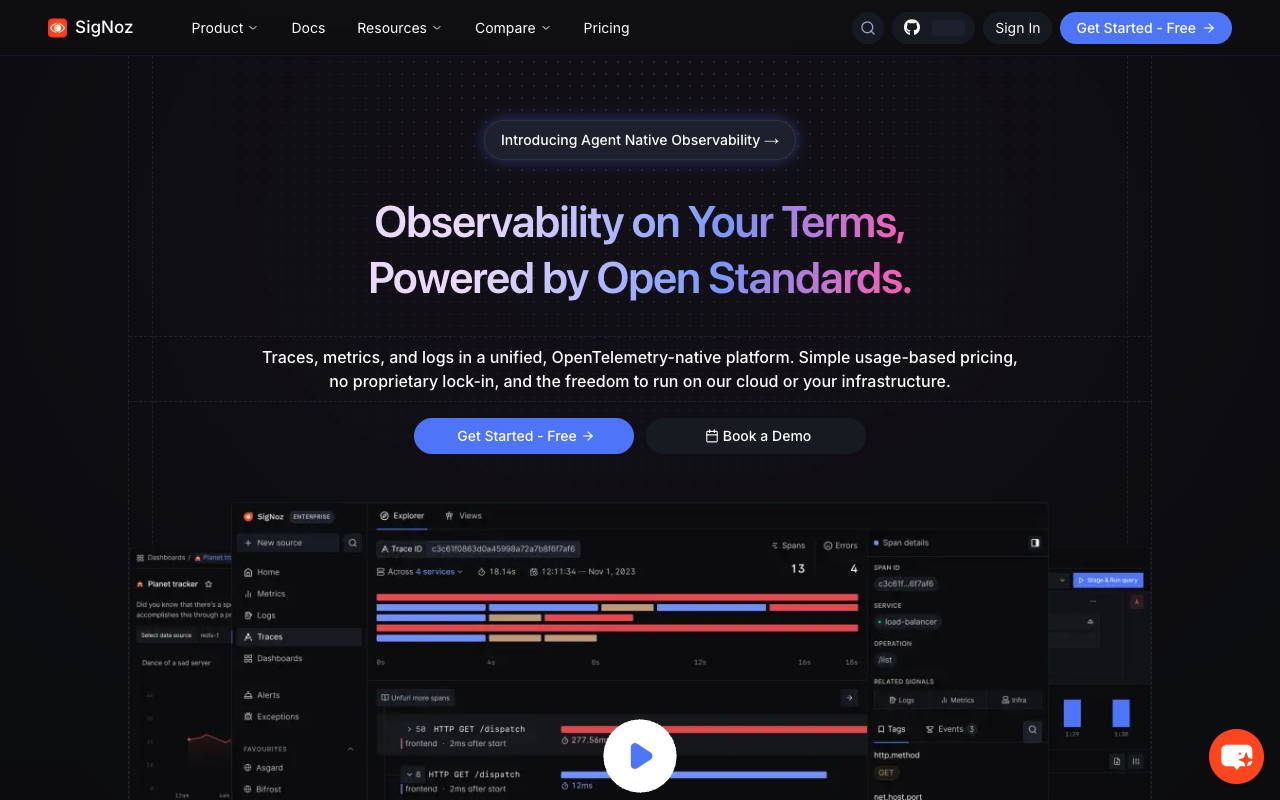 SigNoz observability interface