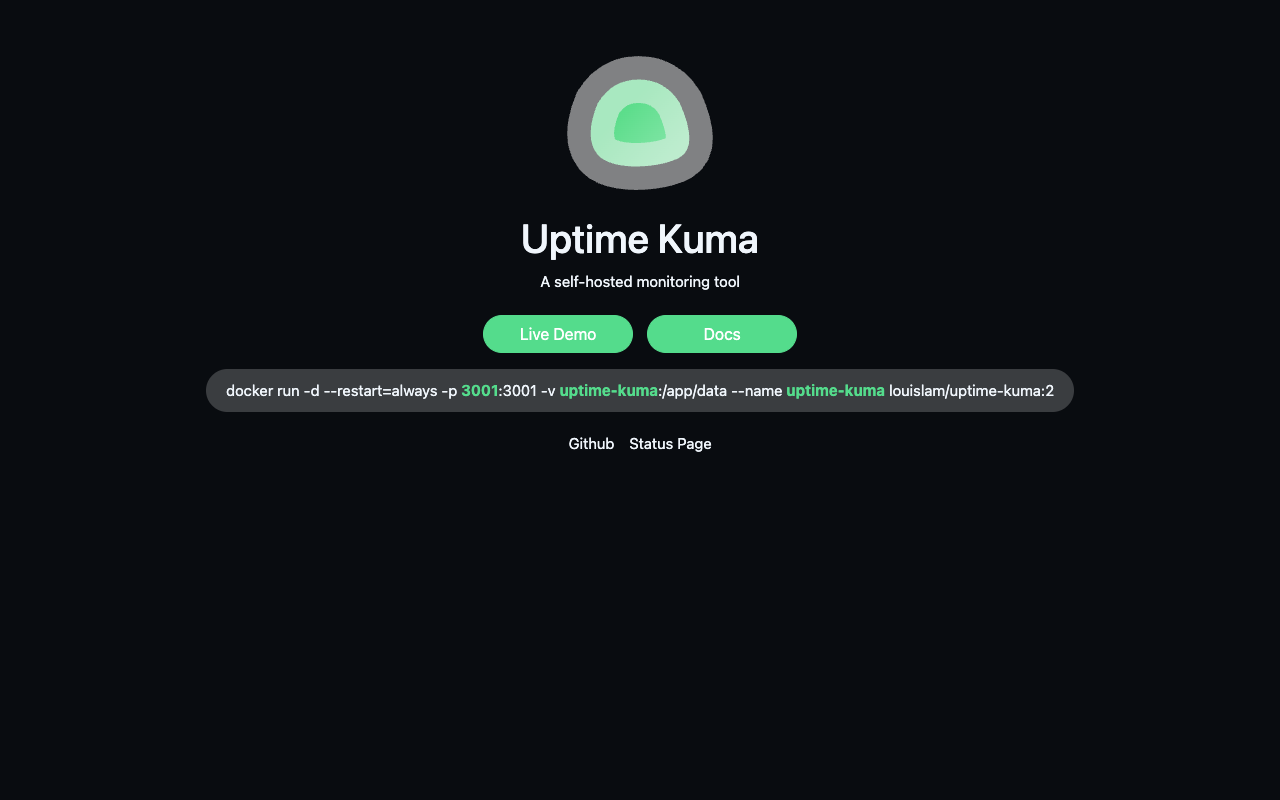 Uptime Kuma observability interface