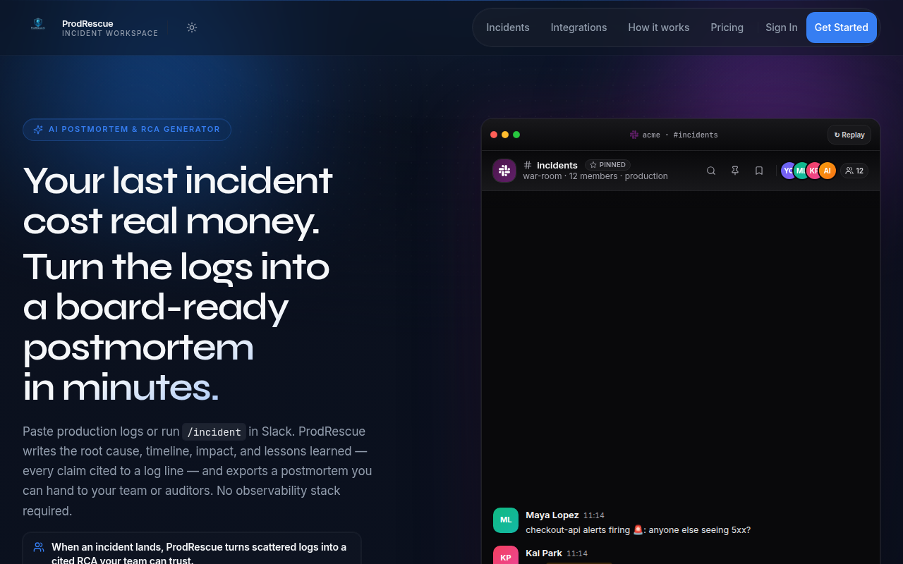 ProdRescue AI product interface