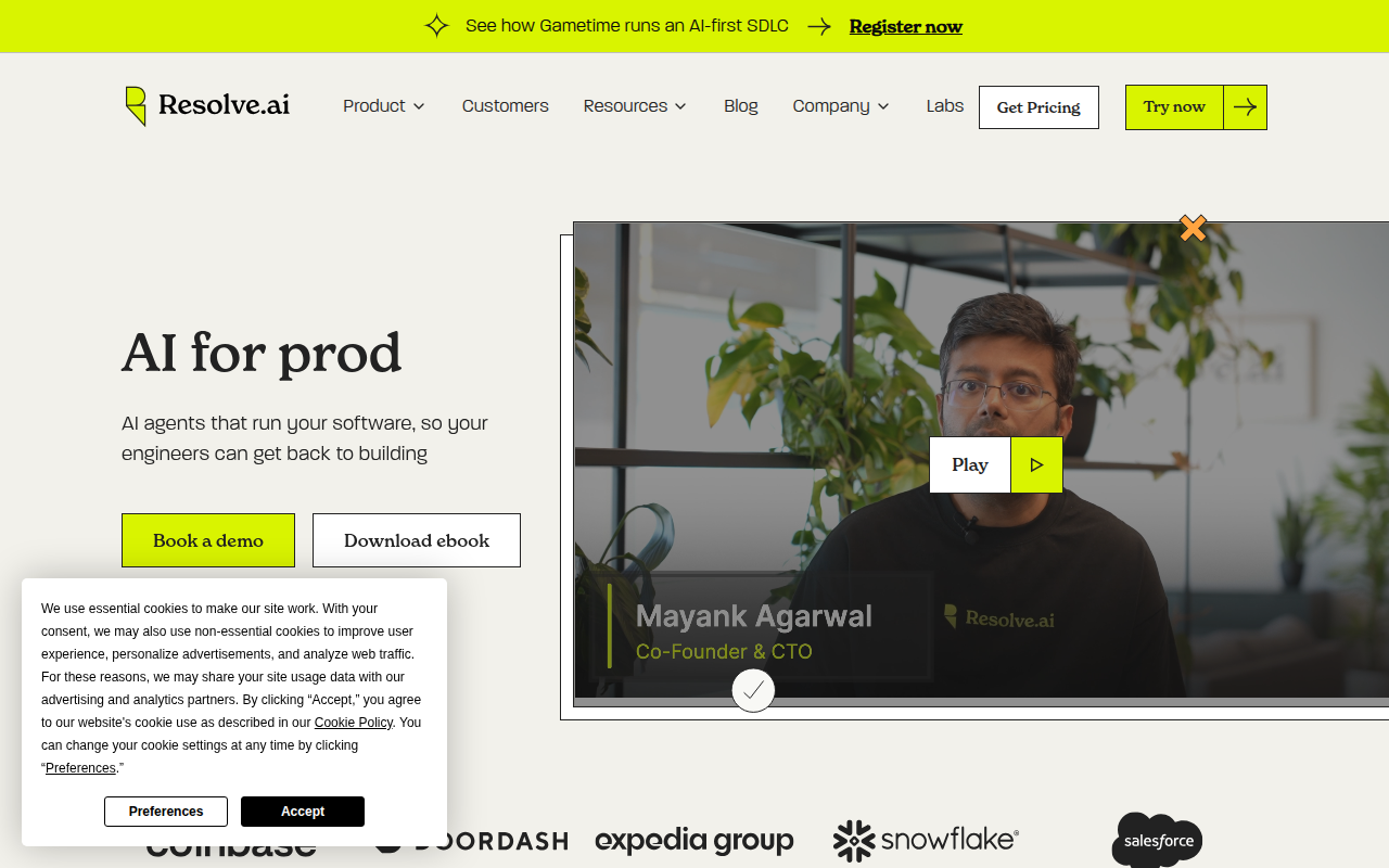 Resolve AI product interface