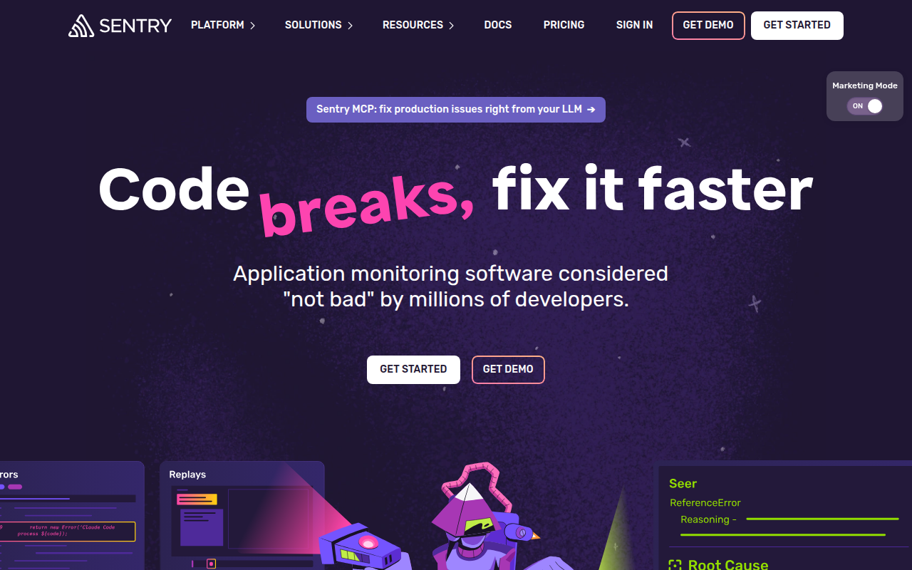 Sentry product interface