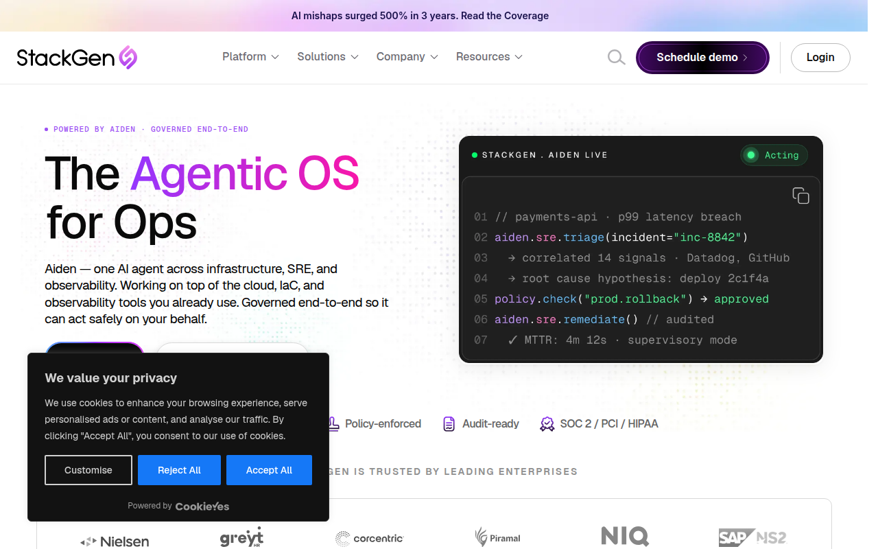 StackGen product interface