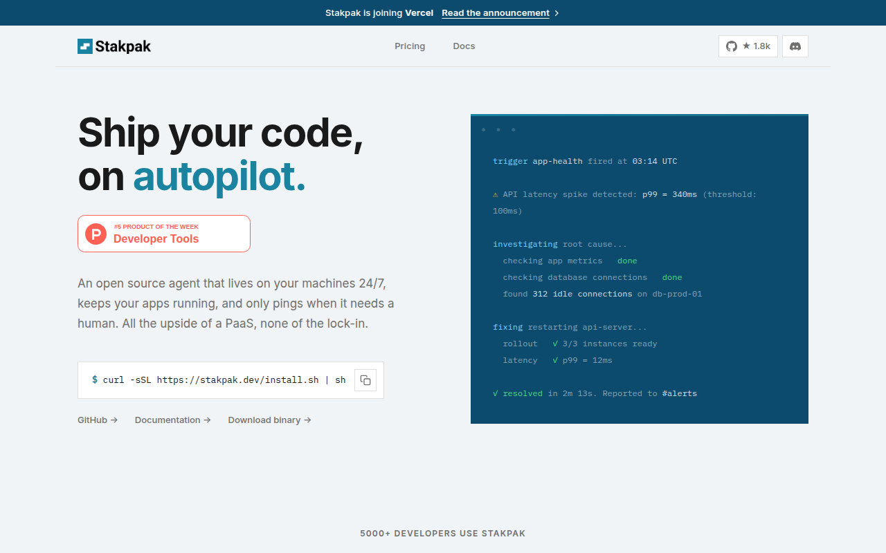 Stakpak product interface